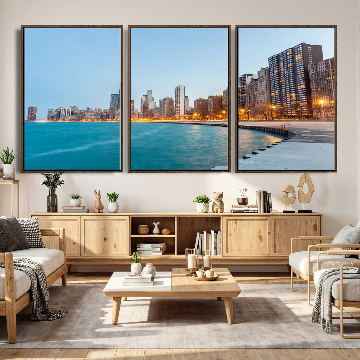 Chicago Wall Art Canvas Print, Chicago City Downtown Night