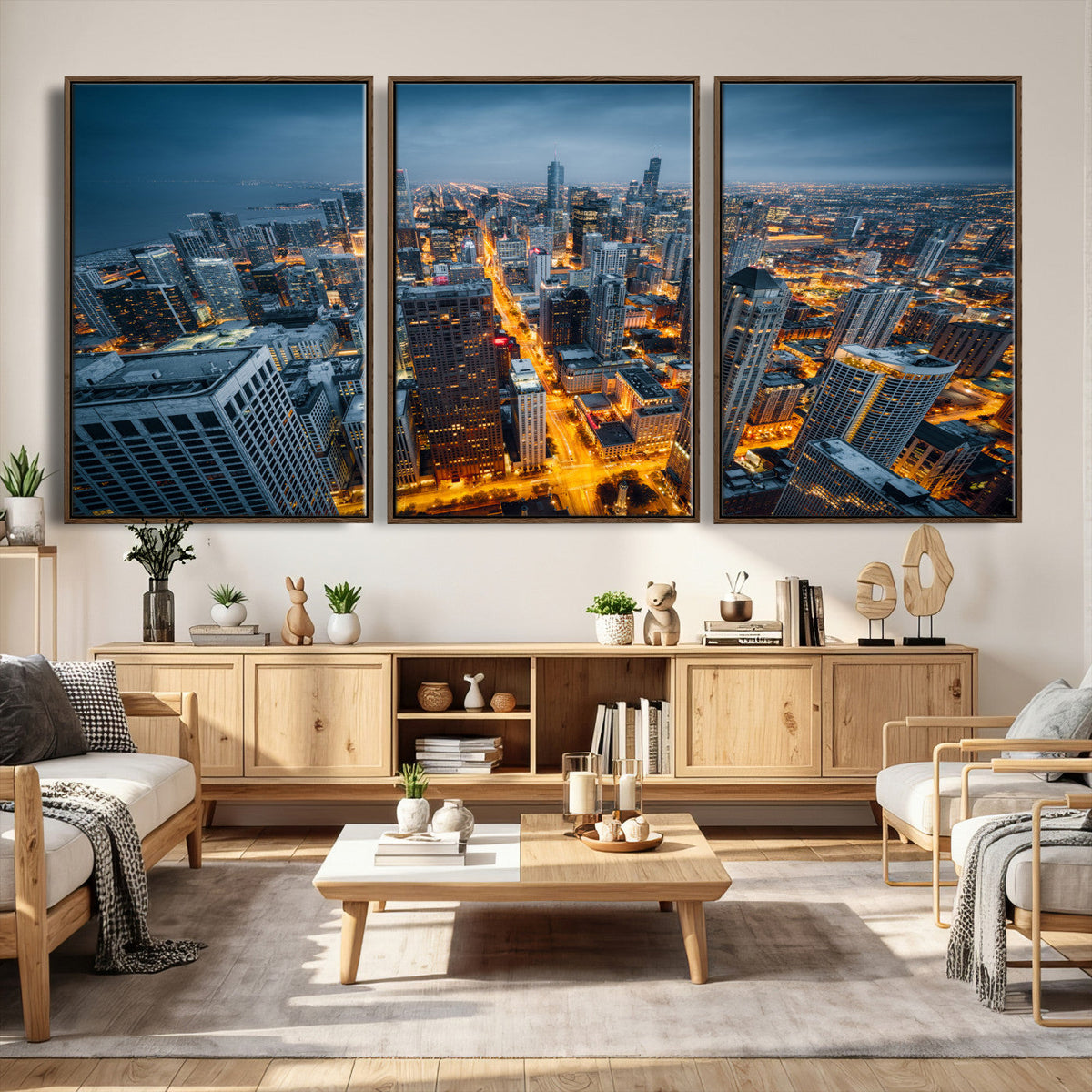 Chicago Wall Art Canvas Print - Chicago City Downtown Night