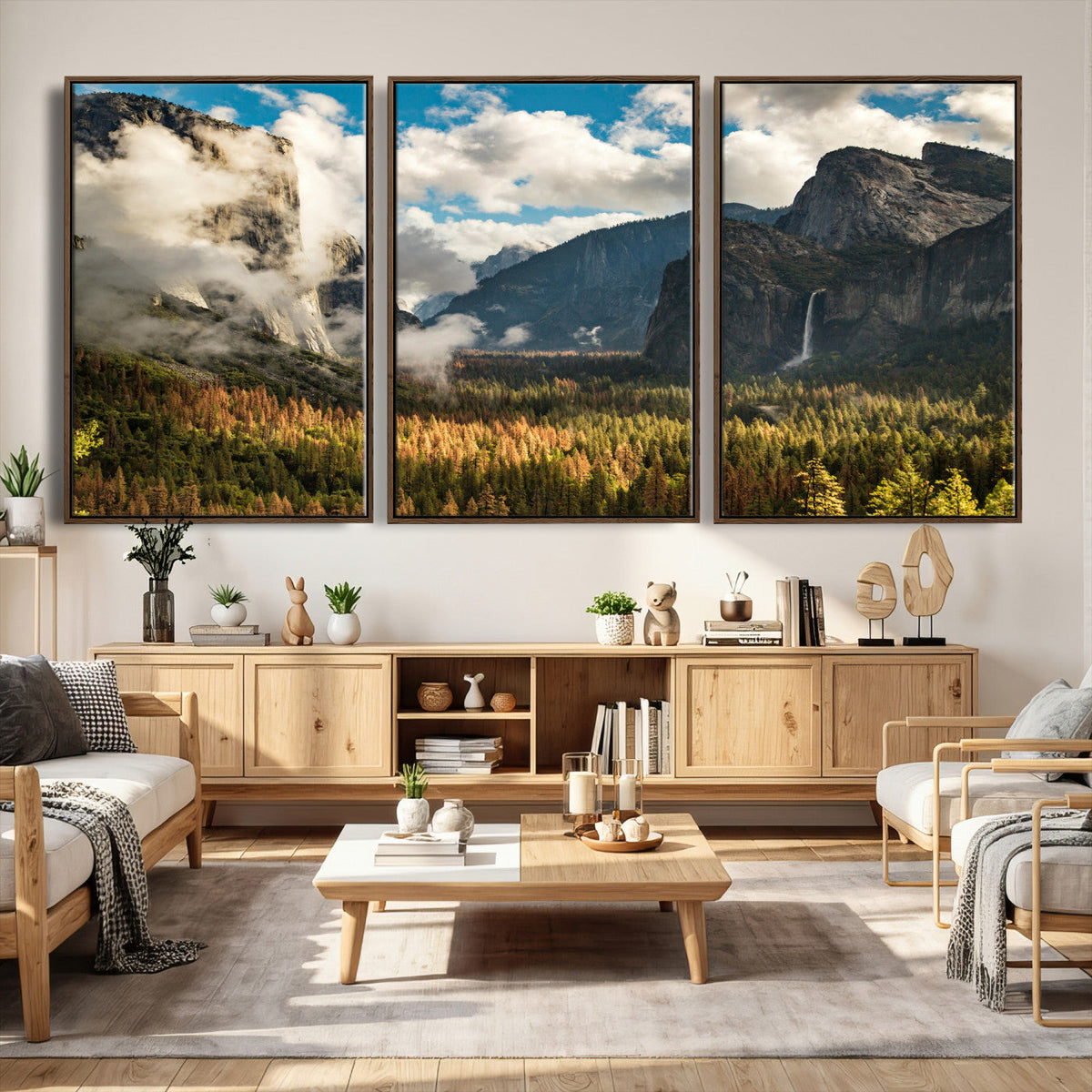 Yosemite Valley River Wall Art Canvas Print