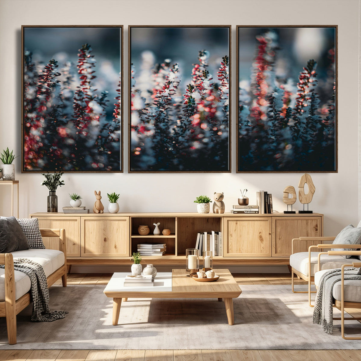Winter Heather Wall Art Canvas Print, Frosted Floral Nature