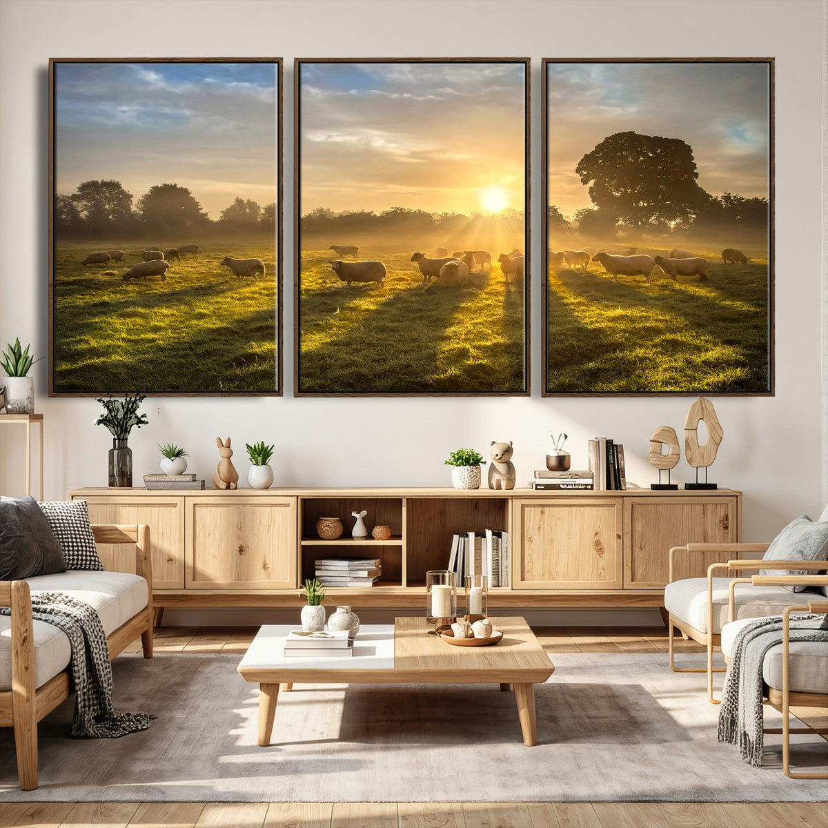Sheep Wall Art Canvas Print – Rural Farm Animal Artwork