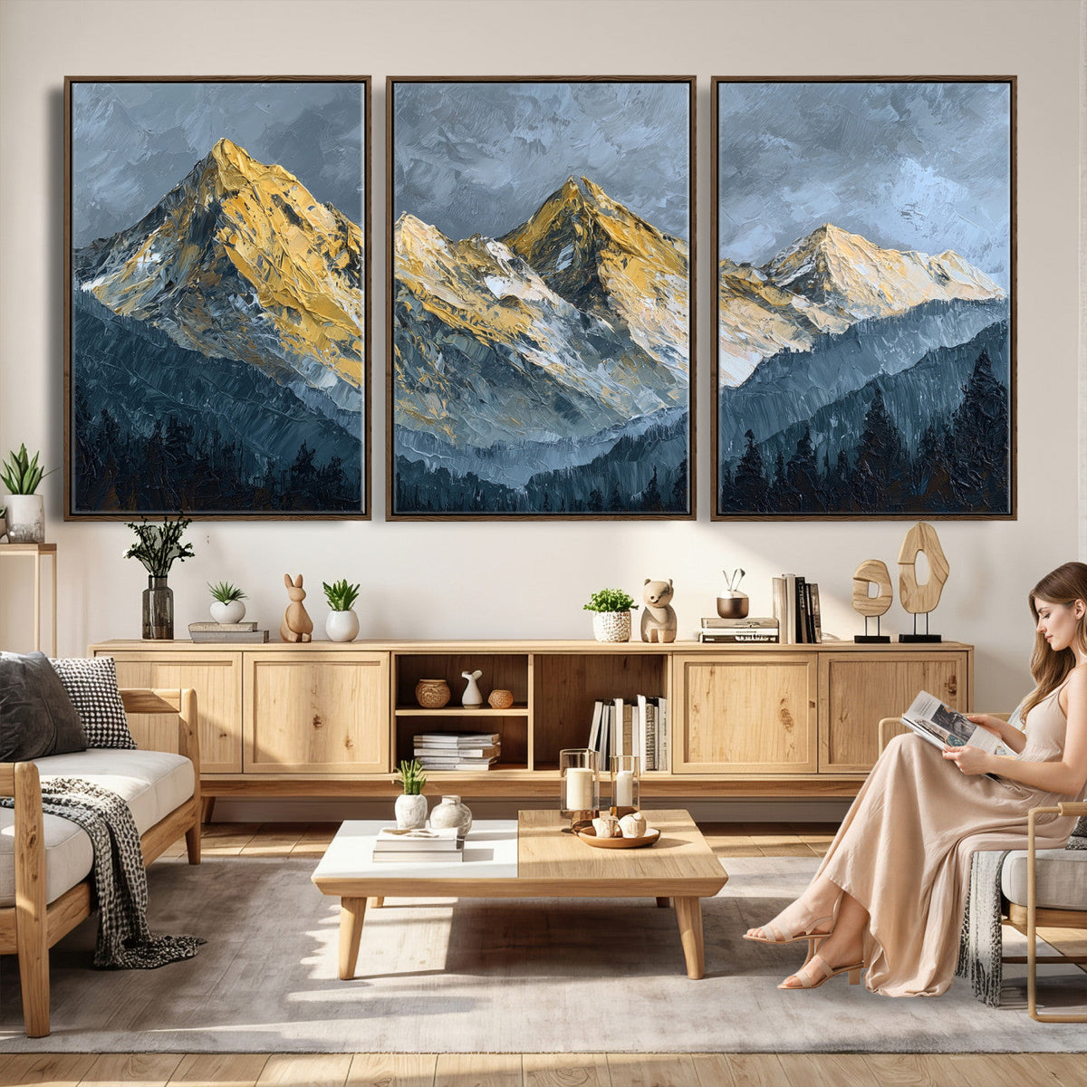Abstract Mountain Wall Art Canvas Print Modern Landscape Painting Print