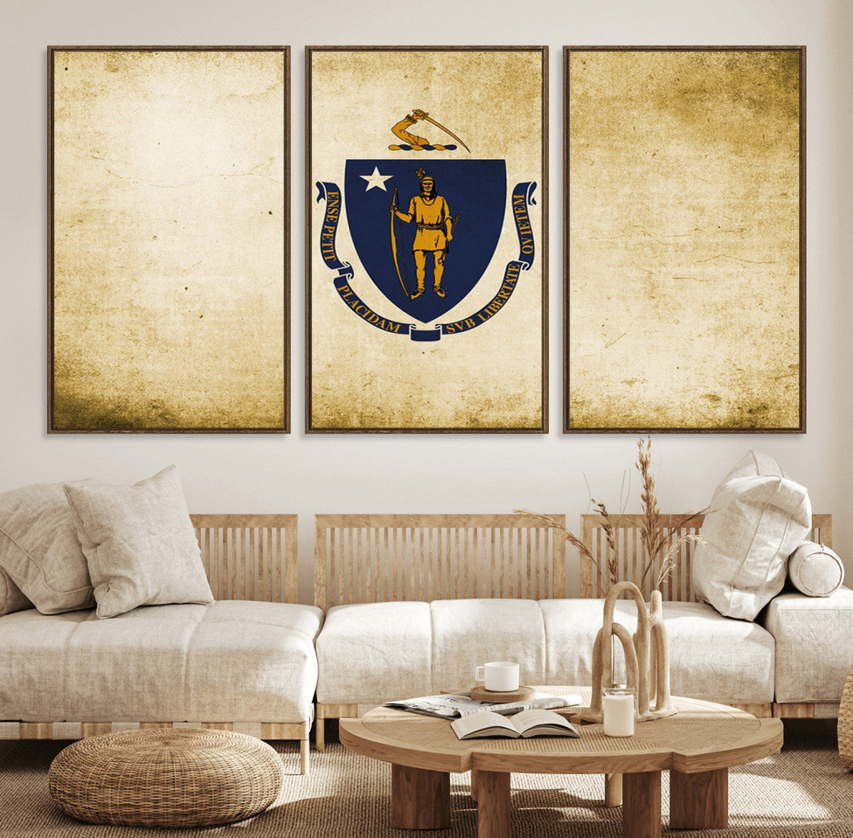 Massachusetts Flag Wall Art Canvas Print