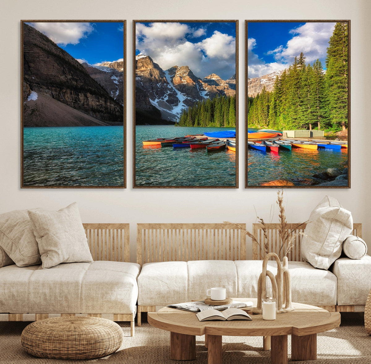 Moraine Lake 3-Panel Wall Art, Majestic Mountain and Lake