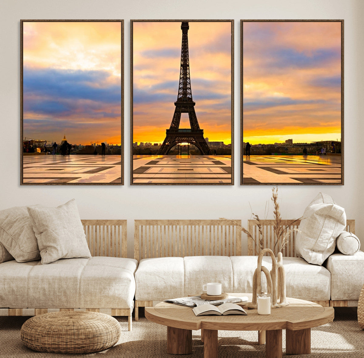 Paris Eiffel Tower Sunset Canvas Wall Art Print - Iconic
