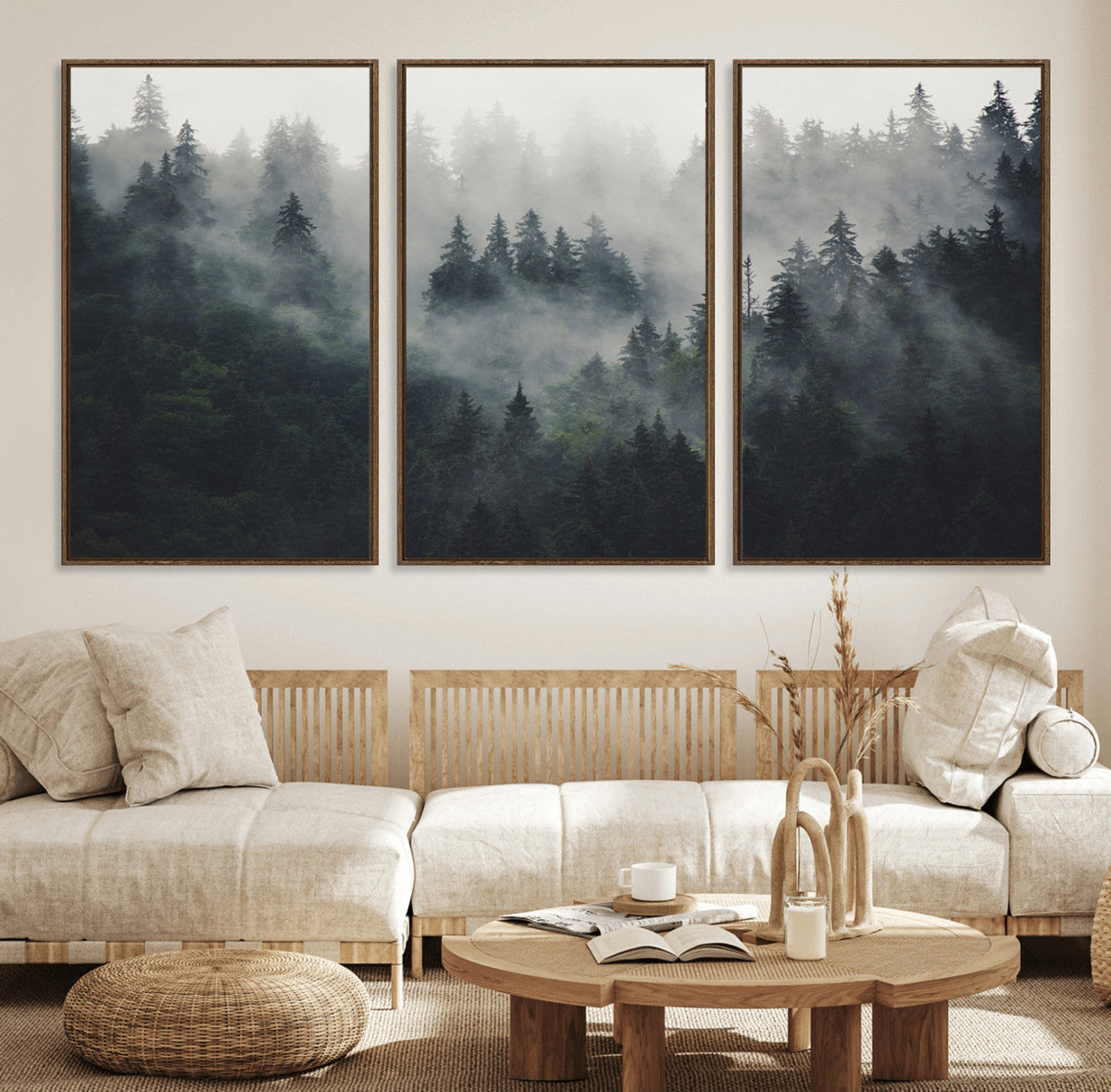 Nature Wall Decor - Serene Triptych Nature Print – Woodland