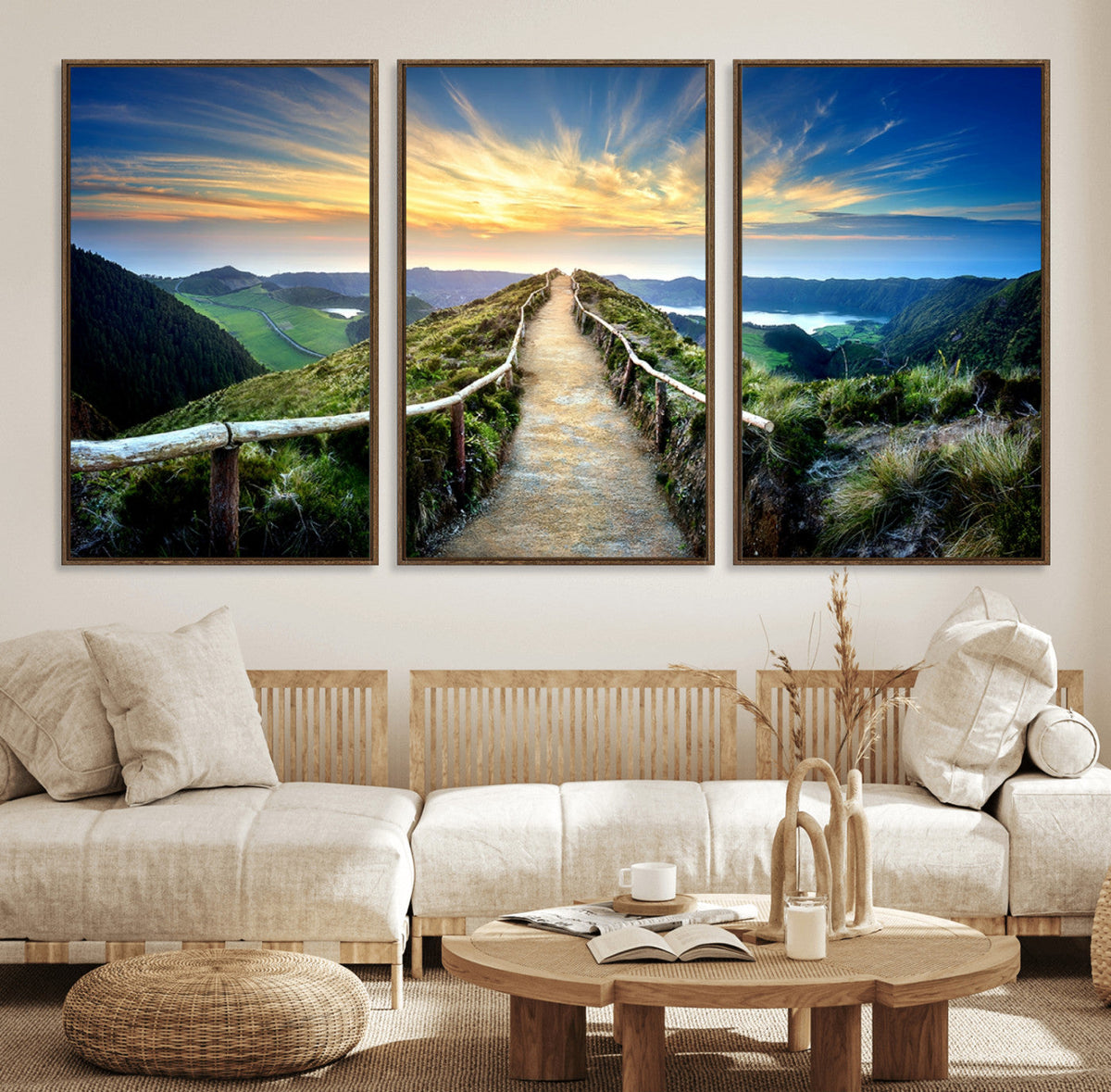 Mountain and Sunset Wall Art Canvas Print
