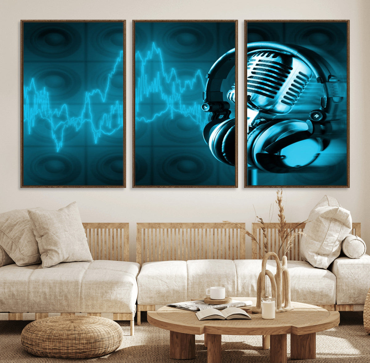 Music and Microphone Wall Art Canvas Print