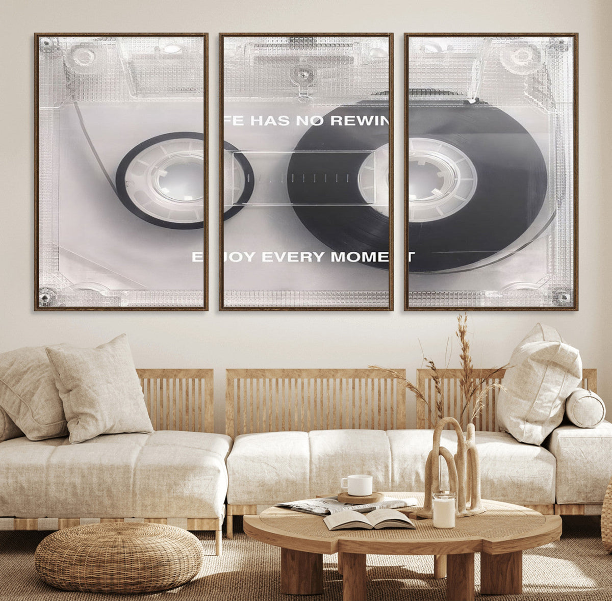 Vintage Cassette Tape Canvas Wall Art - Inspirational 'Life