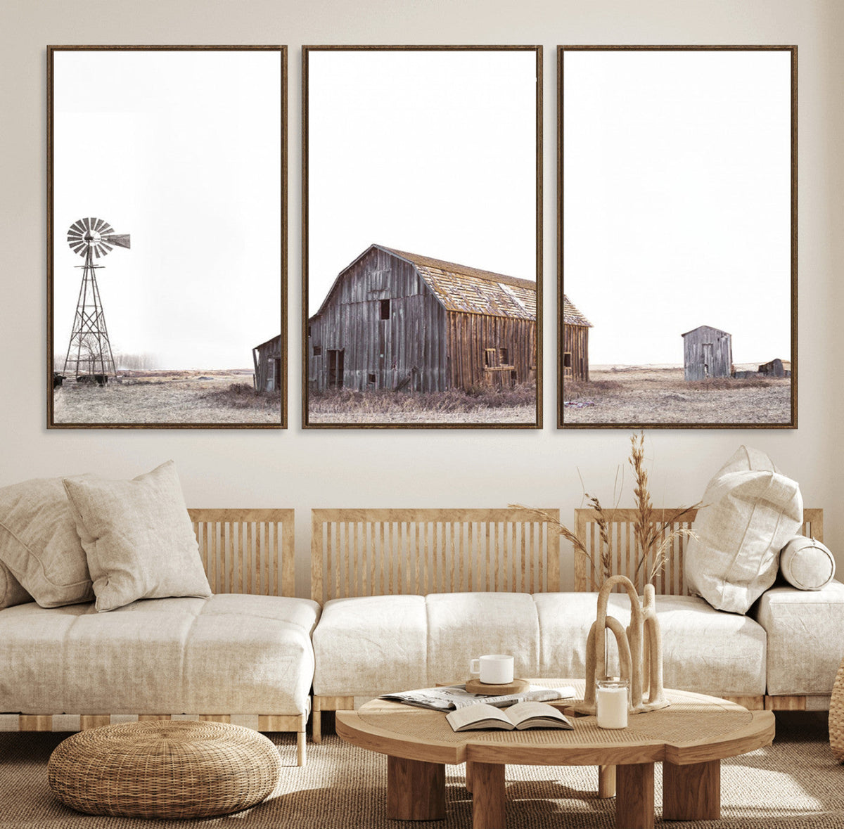 Set of 3 Rustic Farmhouse Wall Art Prints – Country Barn,