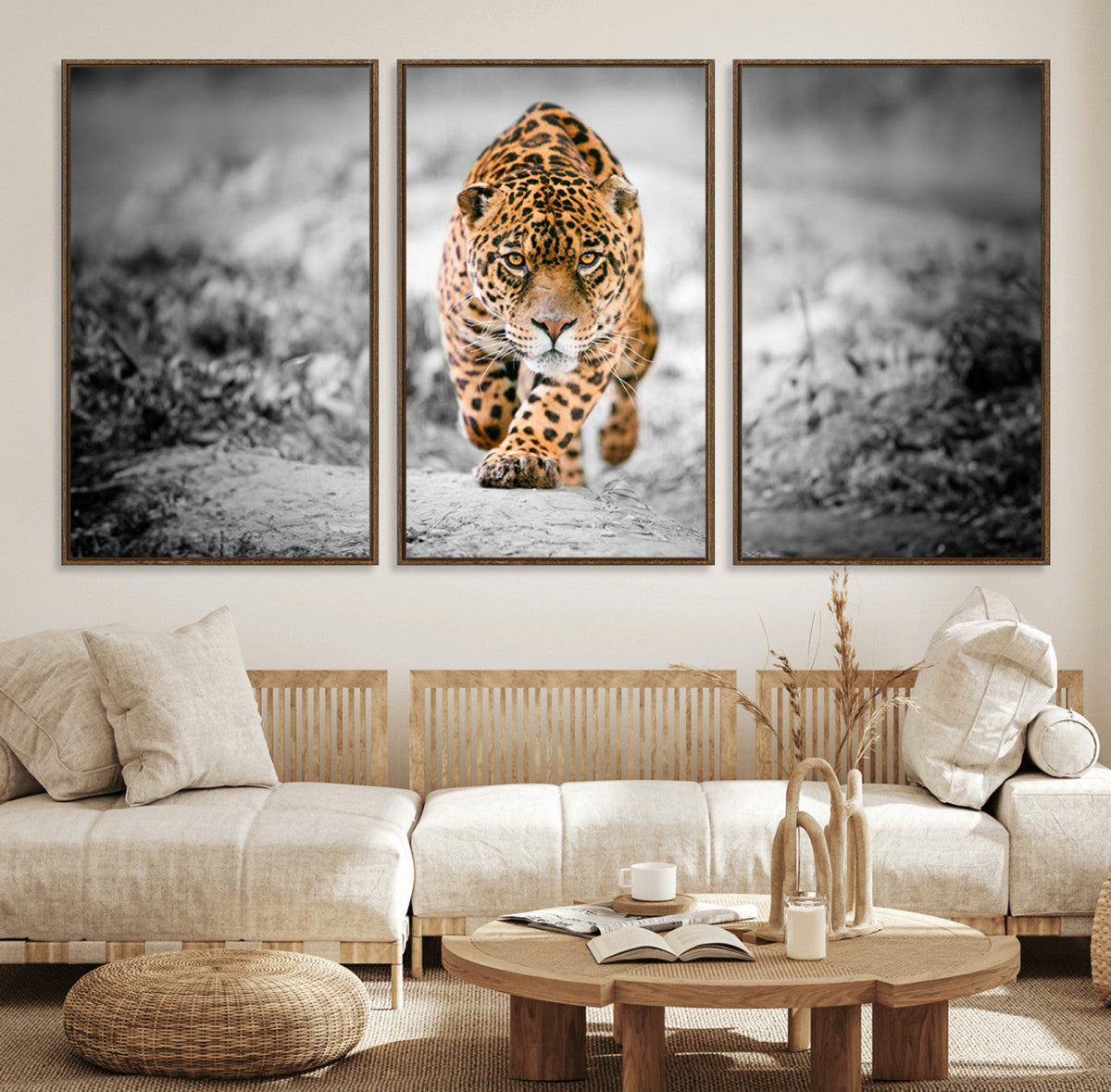 Jaguar Wall Art Canvas Print - Majestic Big Cat in Focused