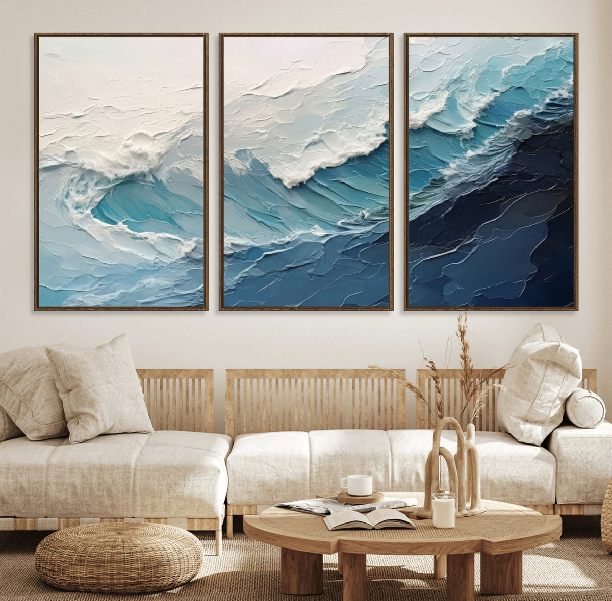 Ocean Wave Canvas Wall Art Print – Coastal Living Room Large