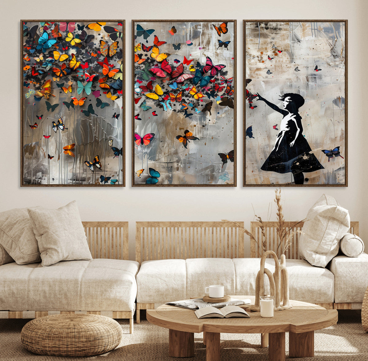 Banksy Wall Art - Banksy Girl and Butterfly Explosion Wall