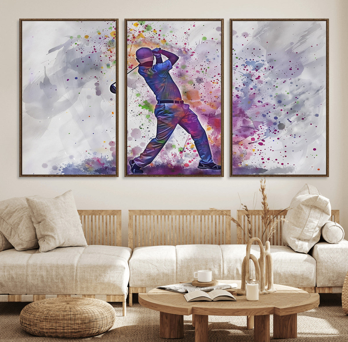Watercolor Golf Swing Wall Art Canvas Print | Vibrant