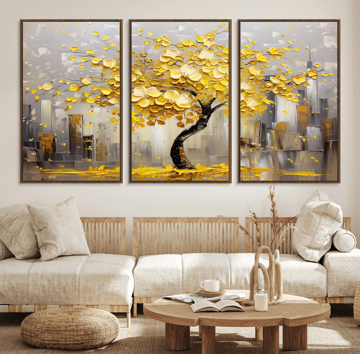 Golden Tree Canvas Print | Abstract Wall Art for Modern