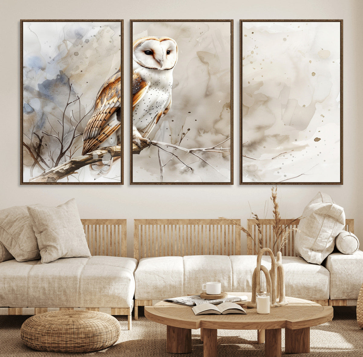 Barn Owl Wall Art | Watercolor Canvas Print | Perfect for