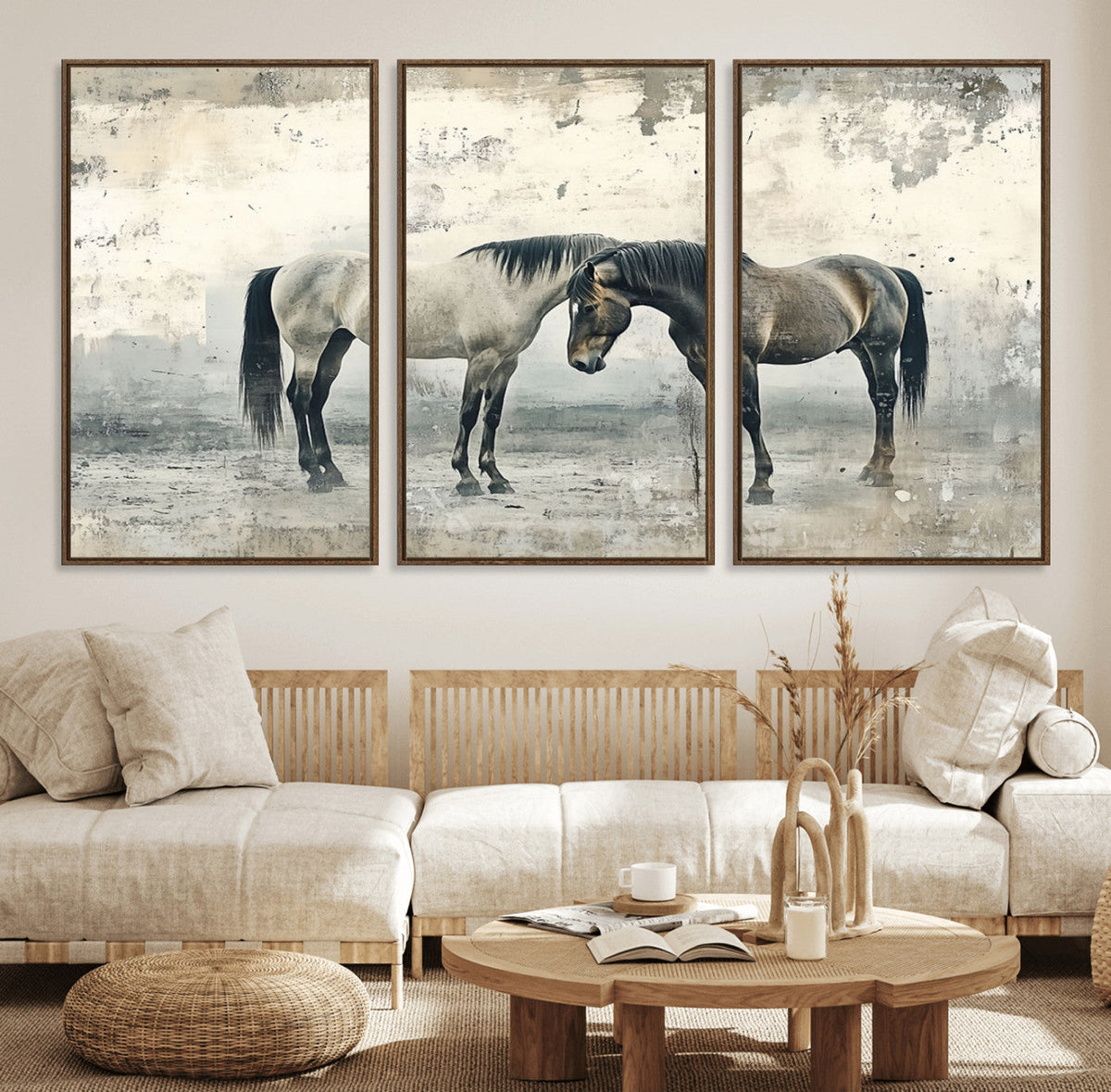 Chines Style Majestic Horses Wall Art | Ready to Hang and