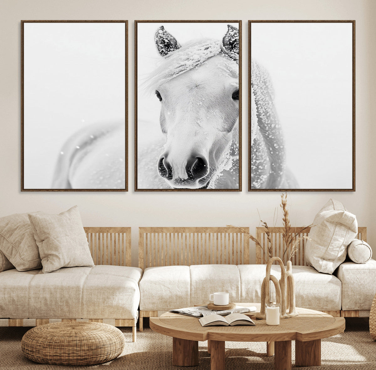 Majestic White Horse Wall Art | Ready to Hang and Framed |