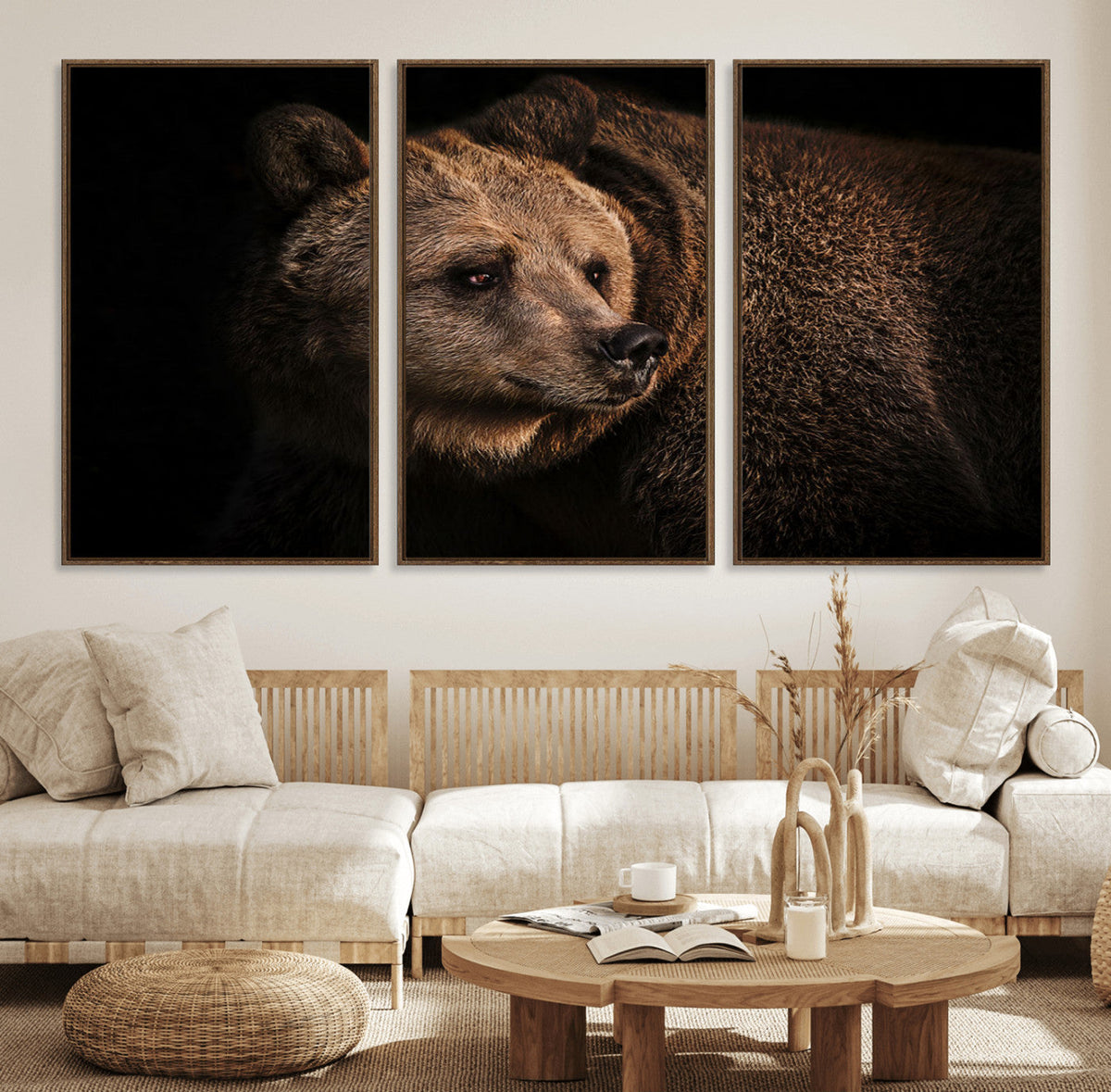 Wild Grizzly 399 Bear Canvas Wall Art Print, Bear Animal