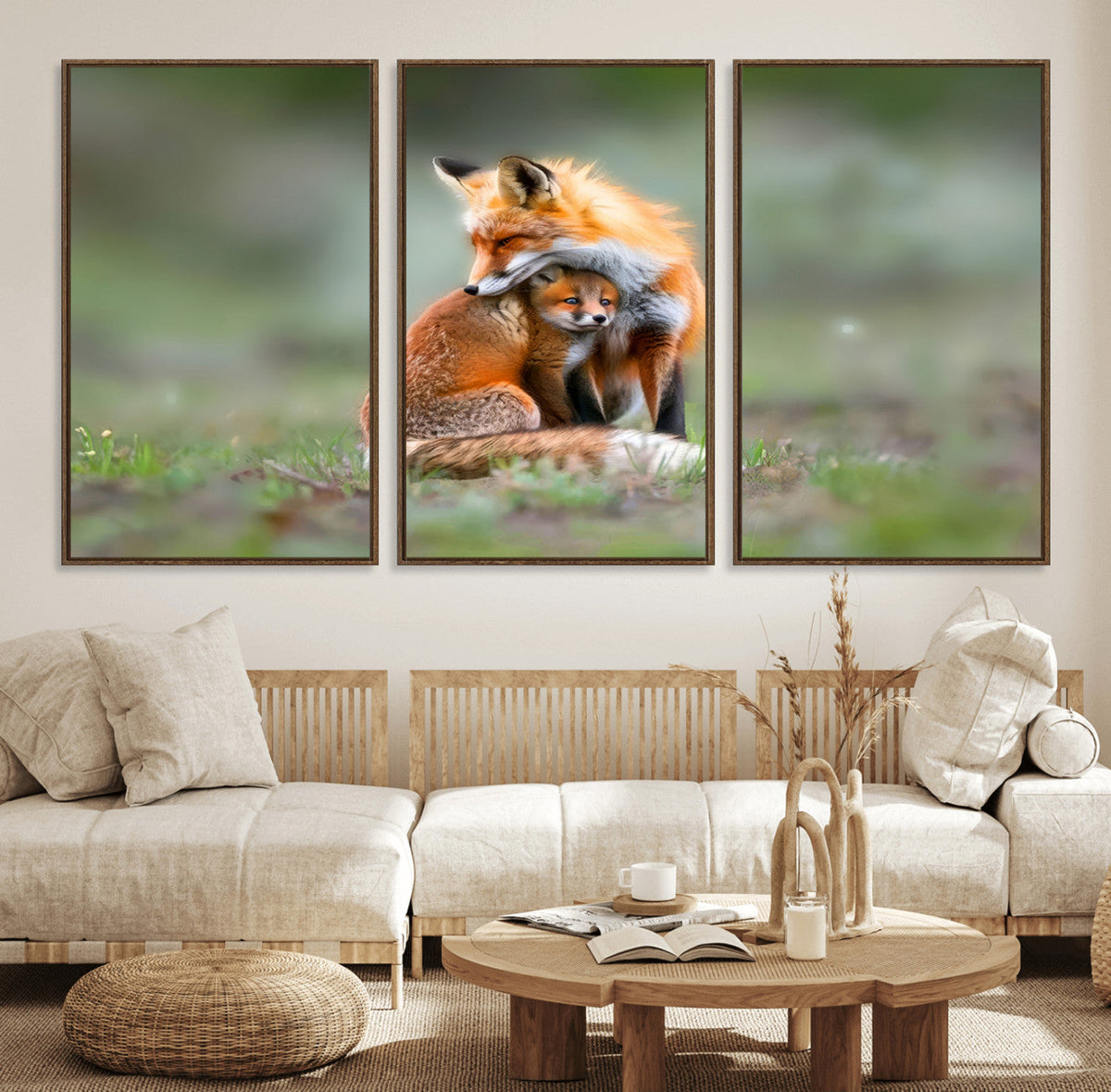 Heartwarming Fox and Baby Cub Wall Art | Ready to Hang
