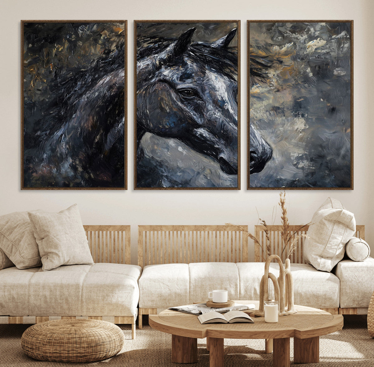 Large Abstract Horse Wall Art Canvas Print | Farmhouse Wall