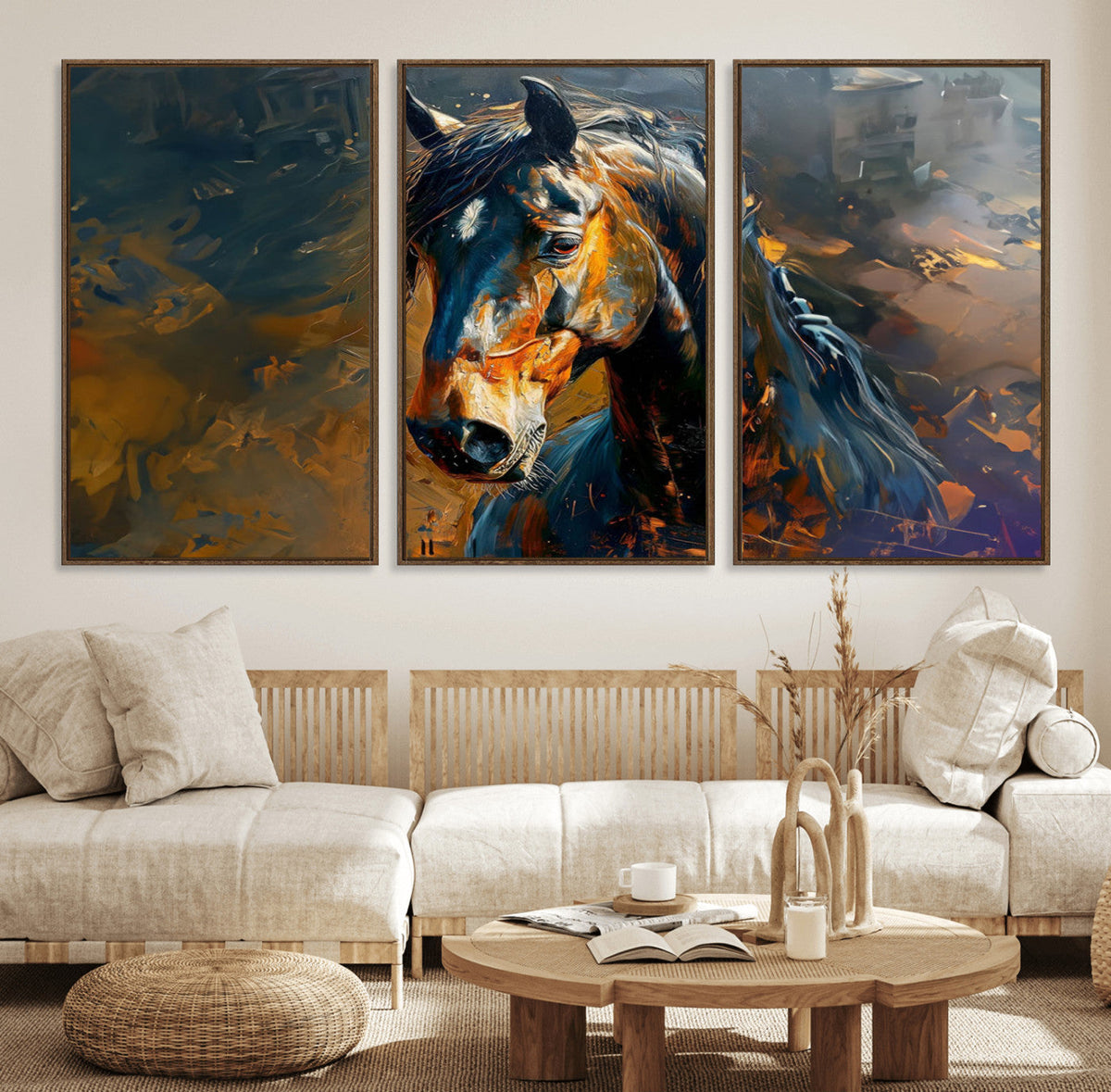 Abstract Horse Wall Art Canvas Print | Farmhouse Wall Decor