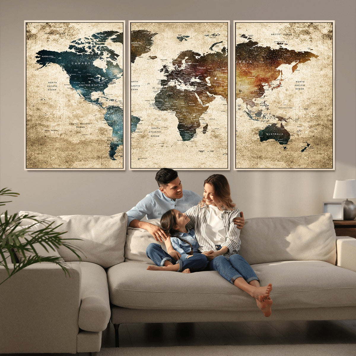 World Map Canvas Print – Detailed Map of the World Wall Art