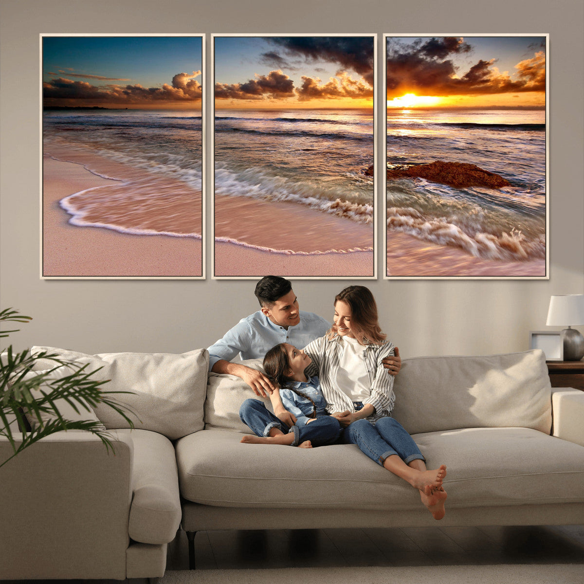 Sunset on Ocean Wall Art Canvas Print
