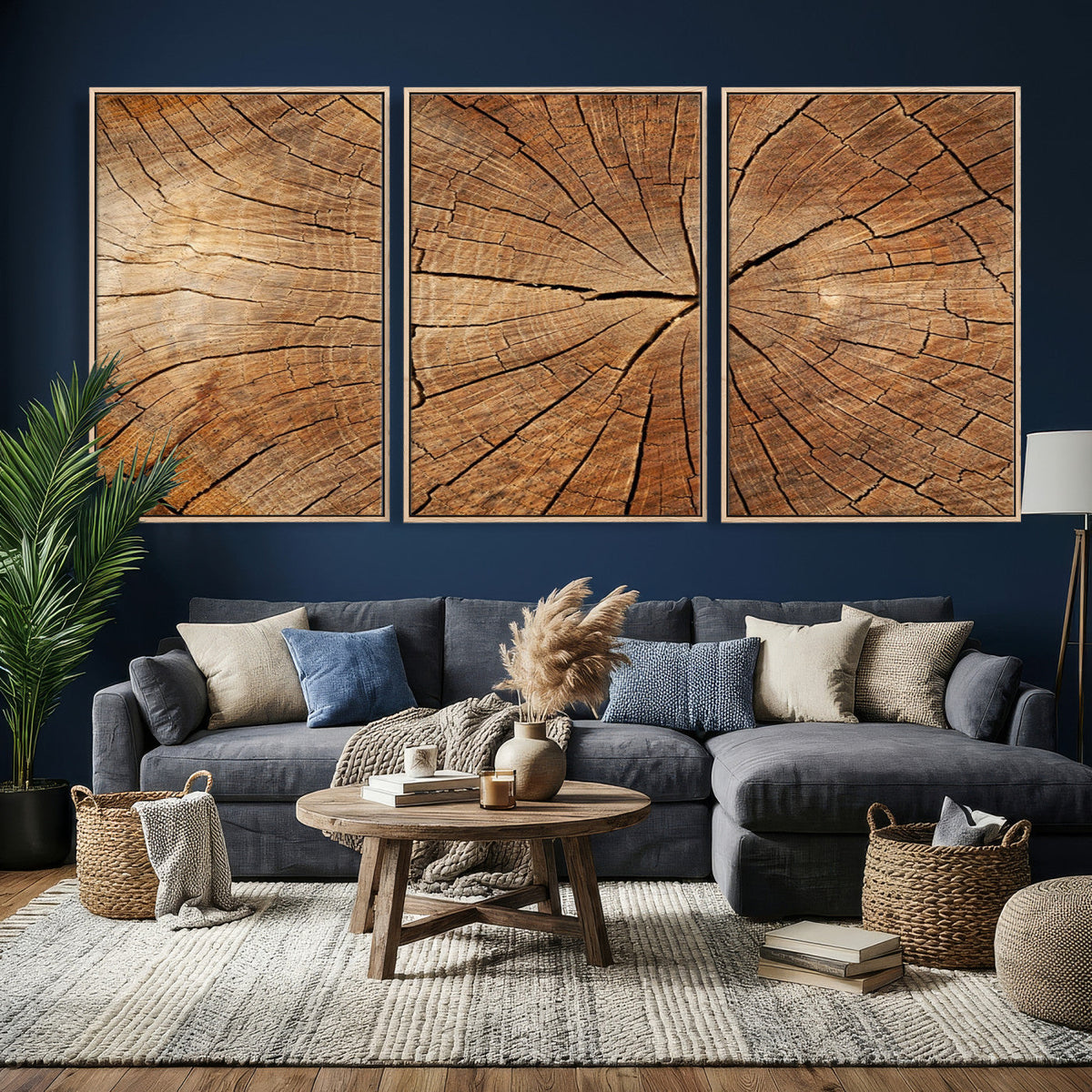 Tree Ring Canvas Art, Rustic Wood Grain Wall Art, Tree Slice