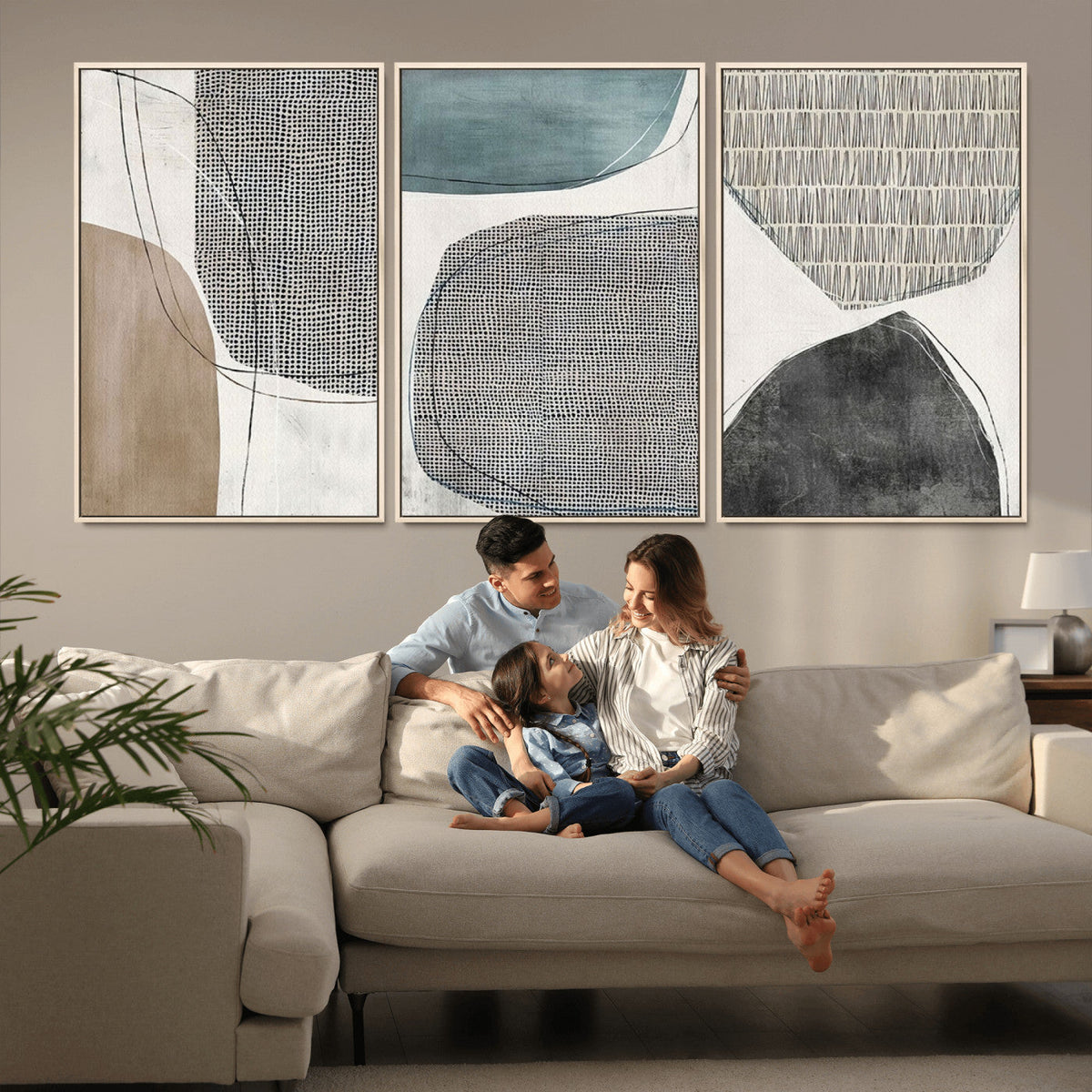 Canvas Print Wall Art Abstract Art Boho, Framed Boho Decor