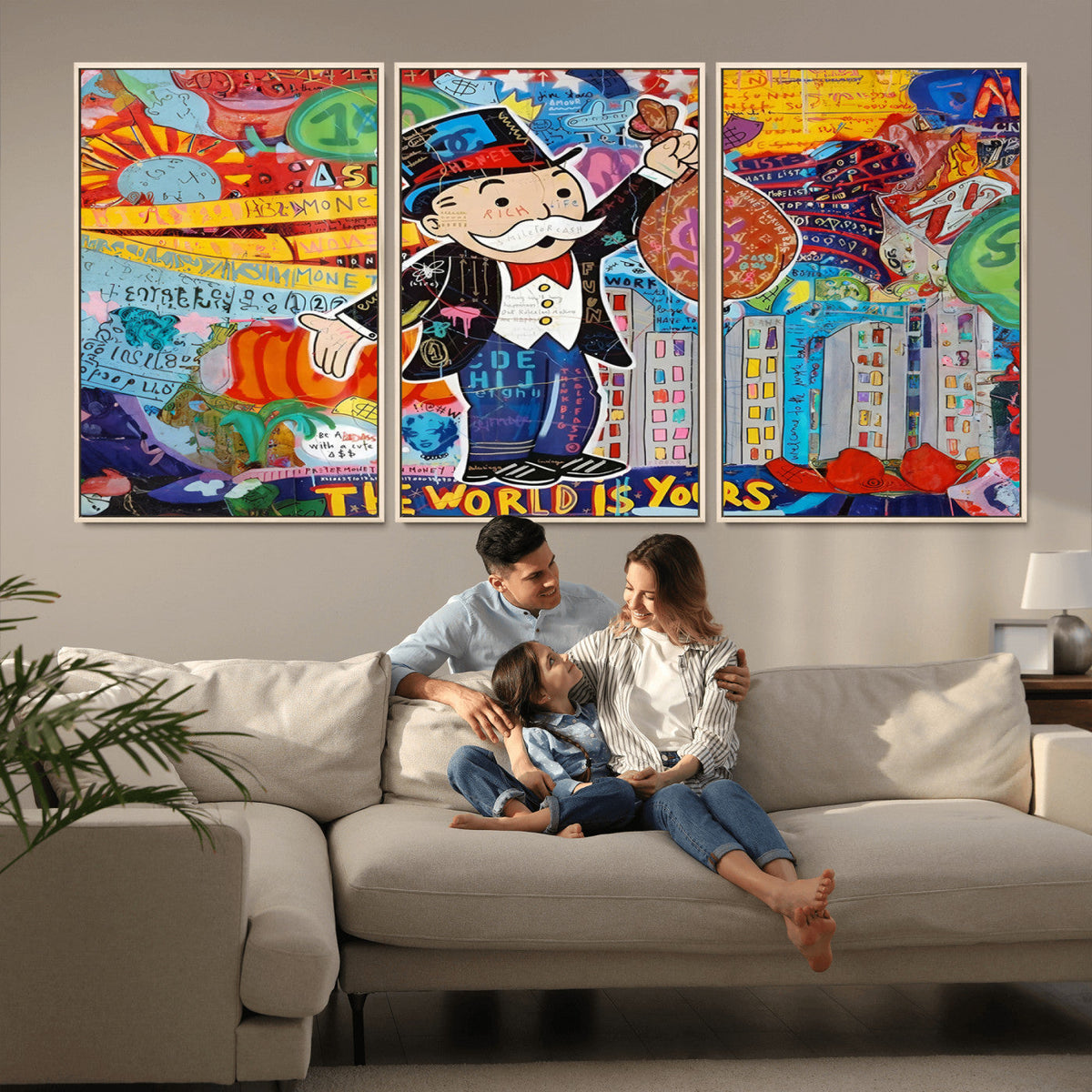 Pop Art Monopoly Man Canvas Wall Art Print - Bold and