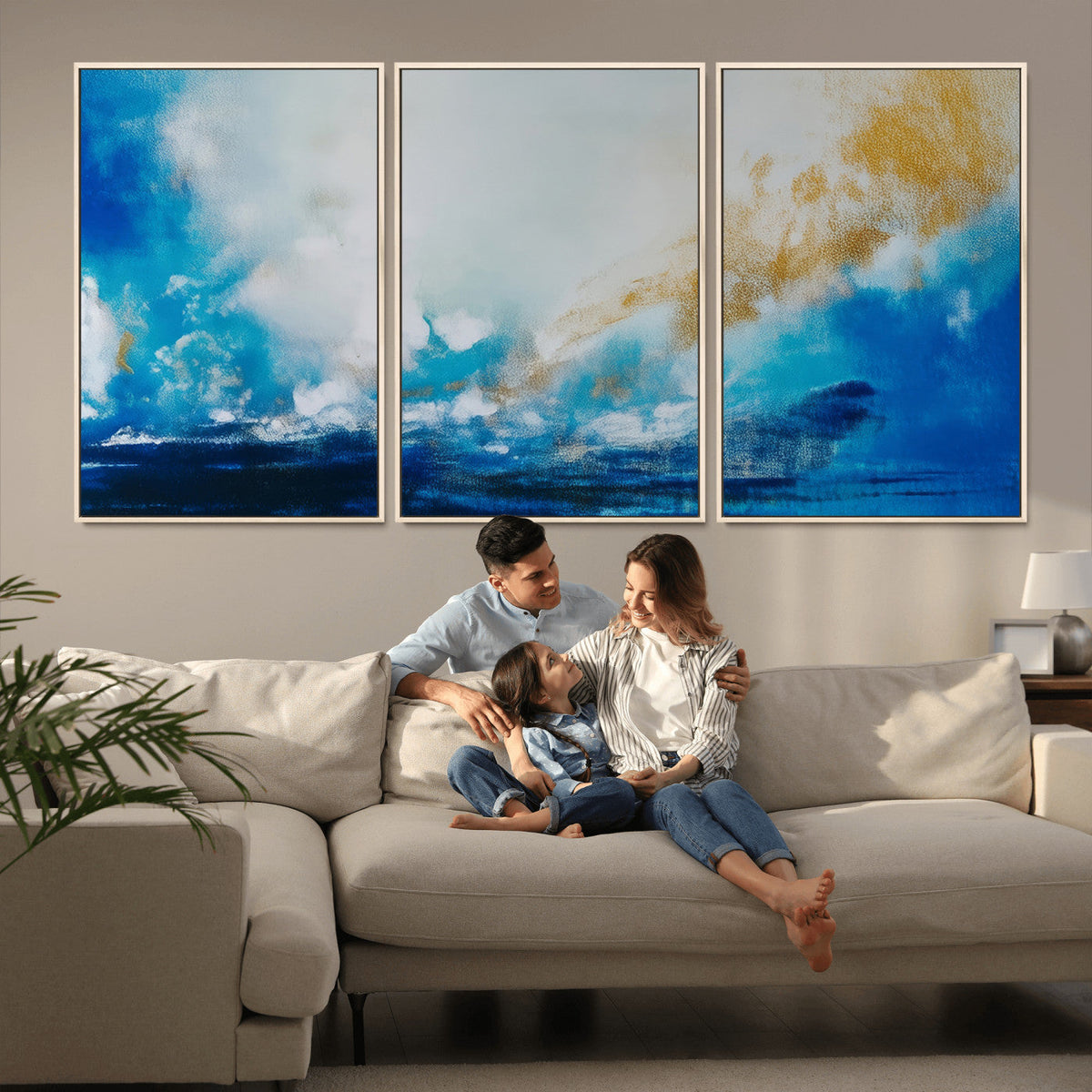 Blue Abstract Print - Dynamic Ocean-Inspired Canvas Wall Art