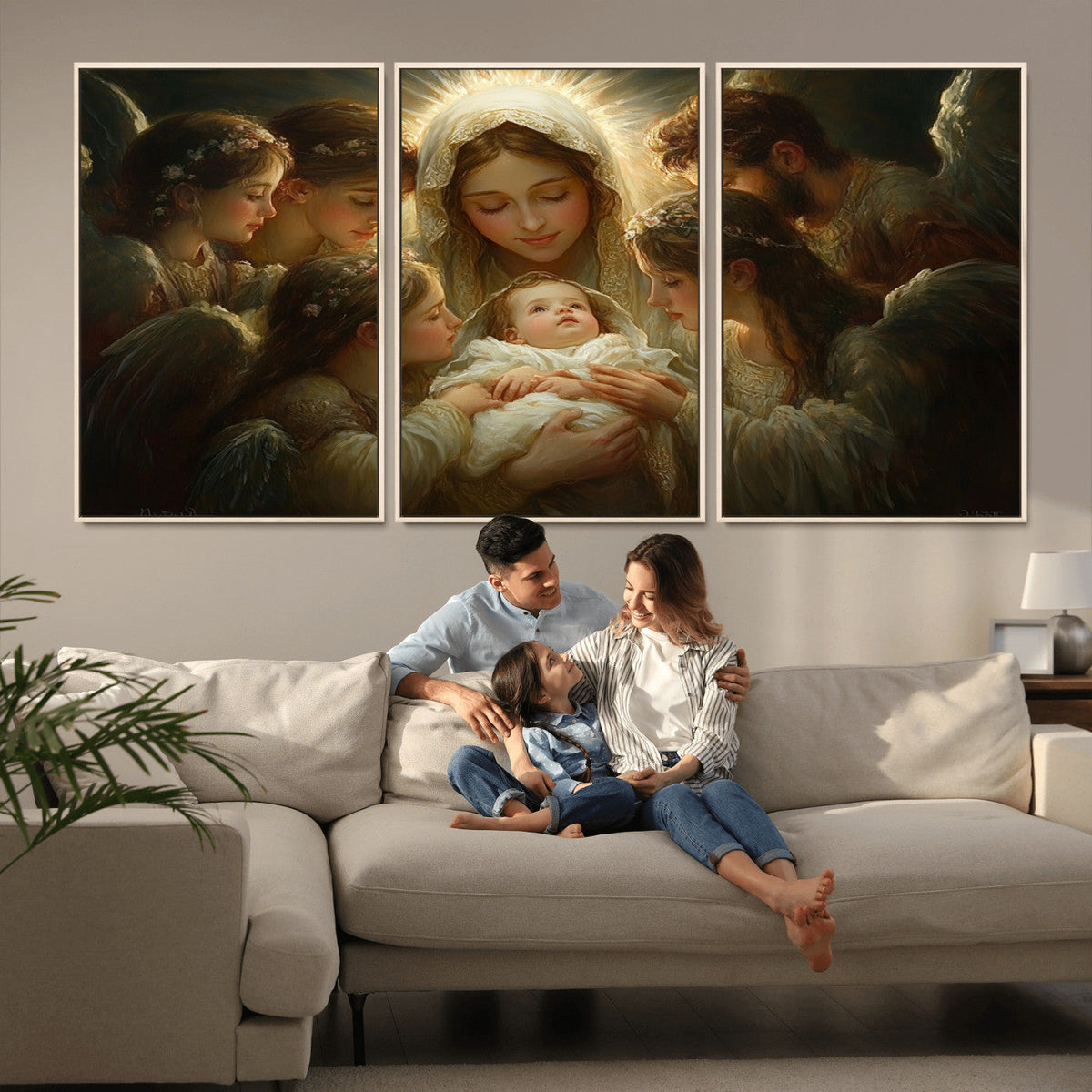Mary Jesus Canvas Wall Art Print - Madonna and Child with