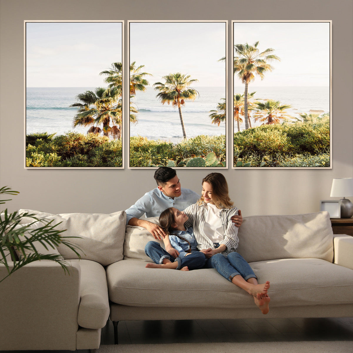 California Coast Palm Trees Wall Art Canvas Print – Framed