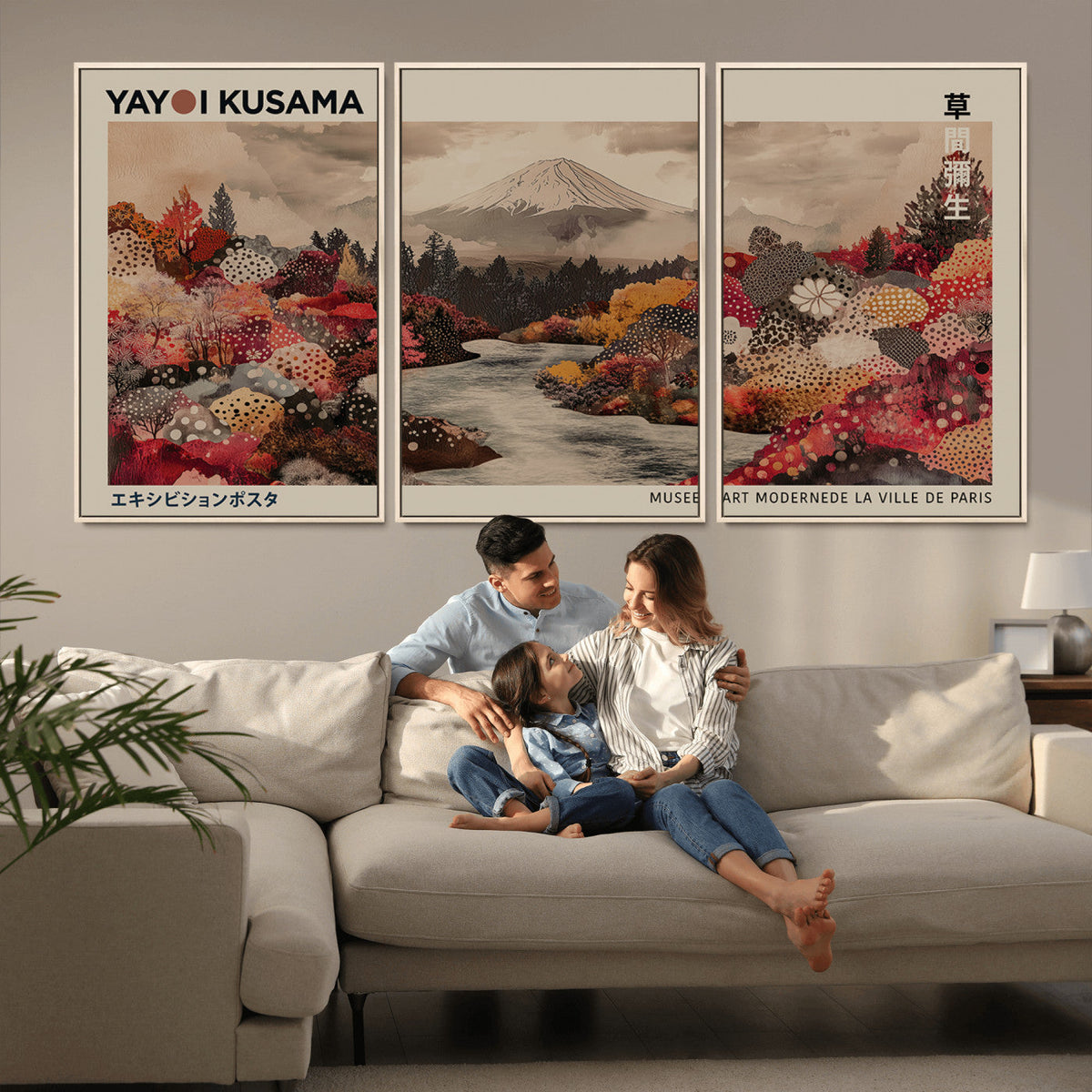 Modern Japanese Wall Art Canvas Print – Framed Abstract