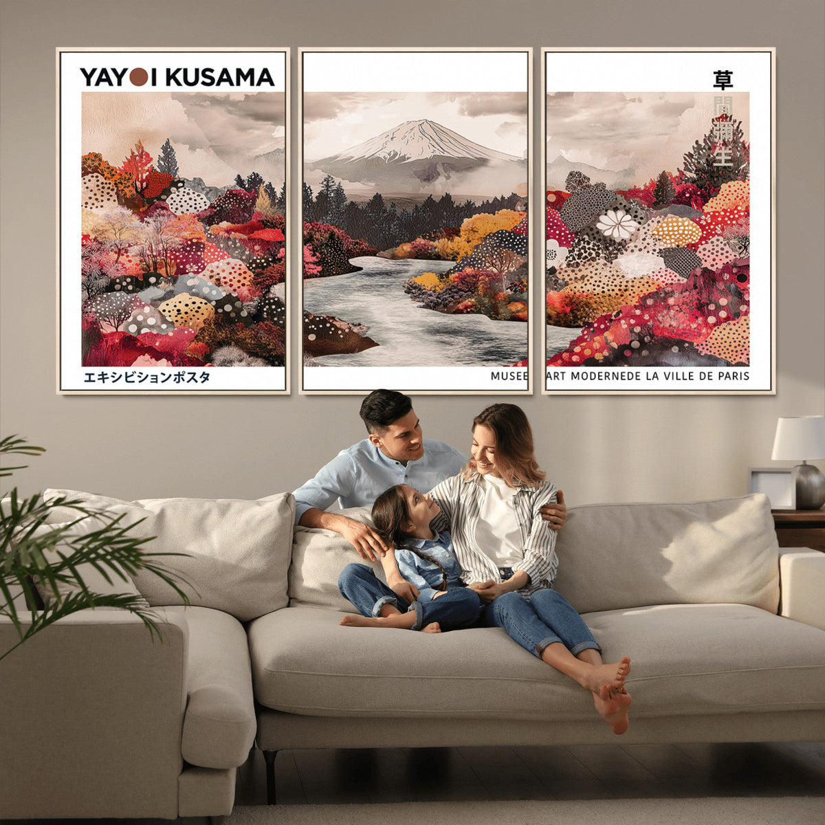 Modern Japanese Wall Art Canvas Print – Framed Abstract