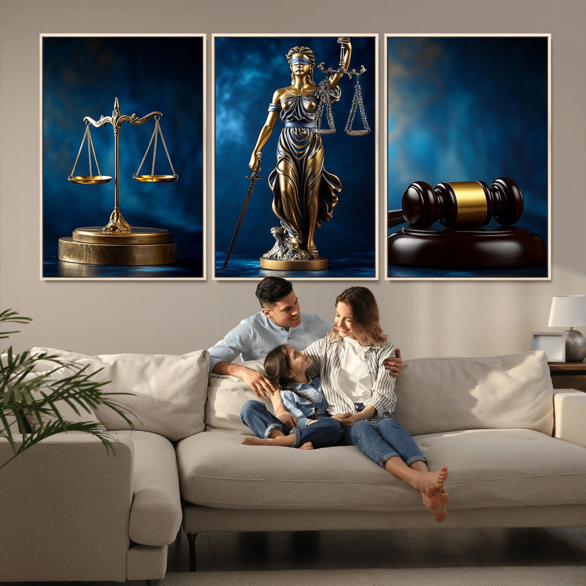 Justice Scales Statue Wall Art, Lady Justice Canvas Print,