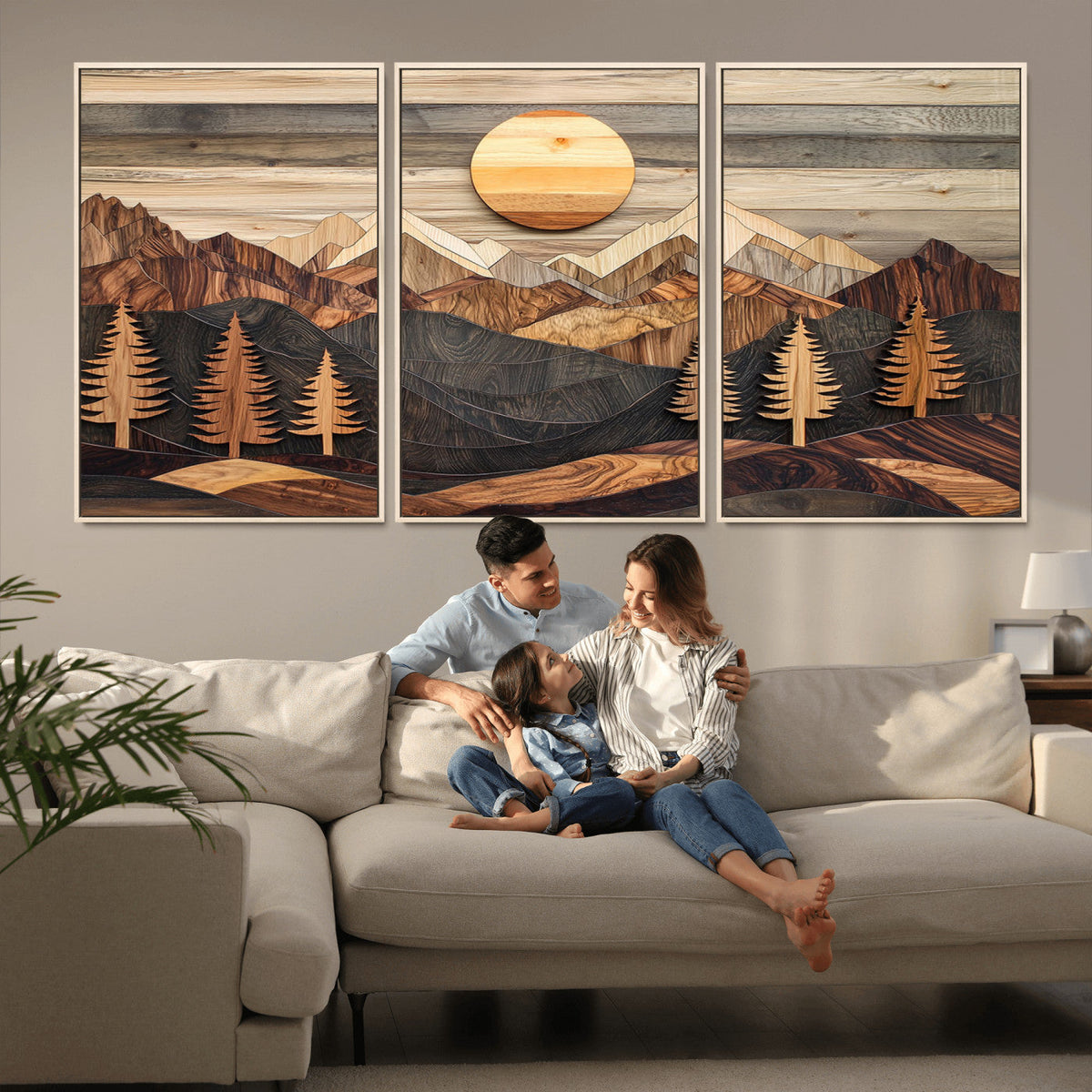 Wood Mountain Wall Art Canvas Print – Layered Forest and
