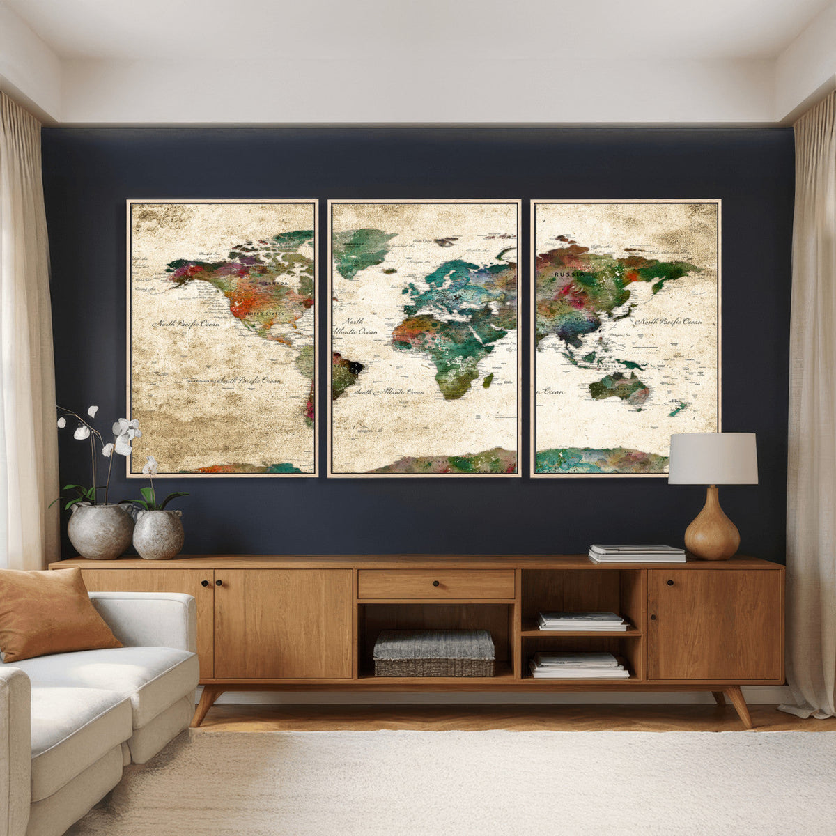 World Map Canvas Print – Framed Detailed Map of the World