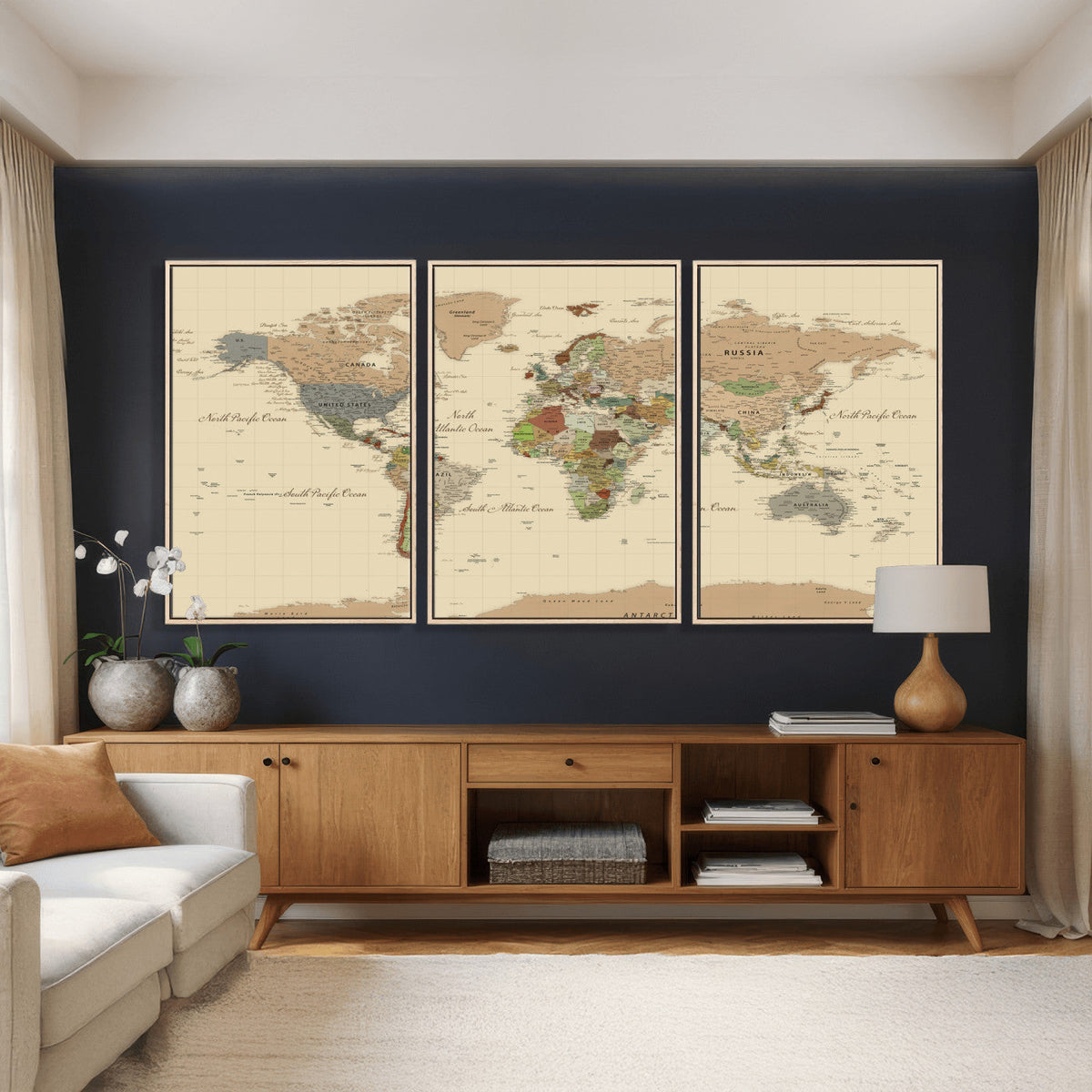 Extra Large World Map Canvas Print – Detailed Map of the