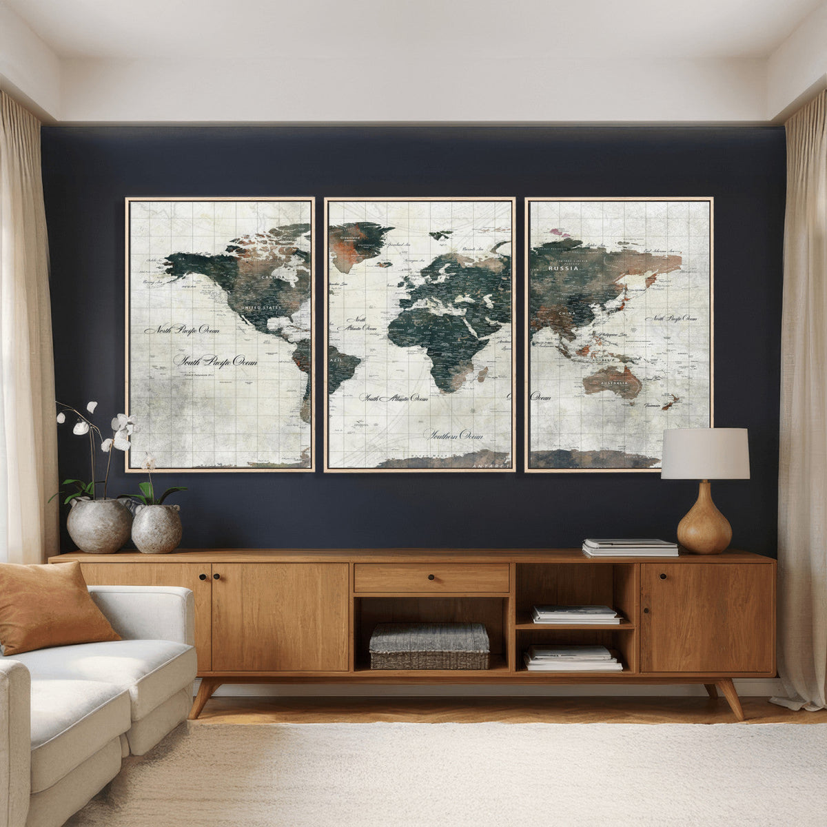 World Map Canvas Print – Framed Travel Map Wall Art for