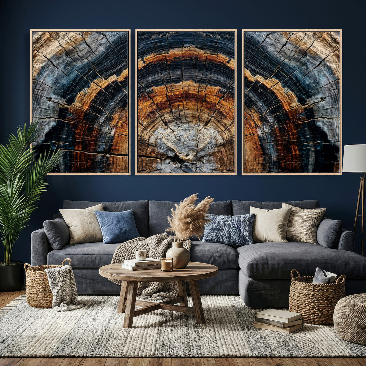 Abstract Wood Grain Canvas Print, Tree Ring Pattern Wall