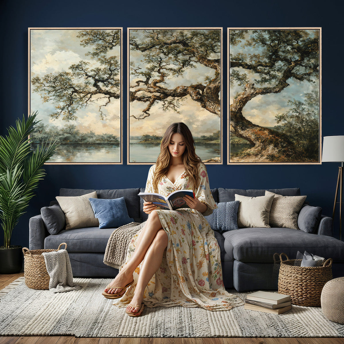 Old Oak Tree Canvas Wall Art, Turner Inspired Romantic