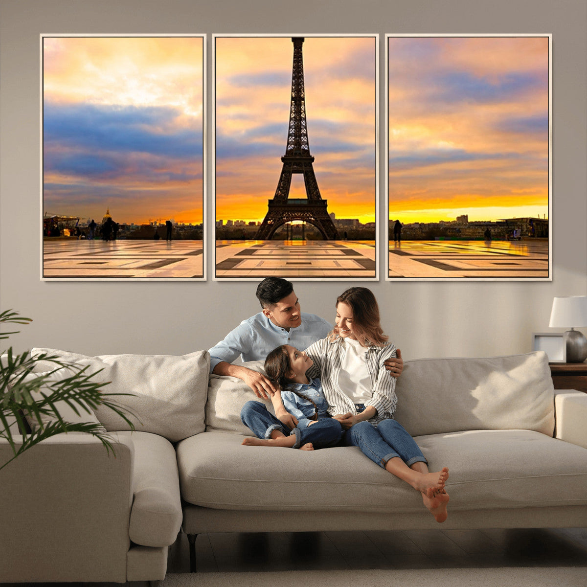 Paris Eiffel Tower Sunset Canvas Wall Art Print - Iconic