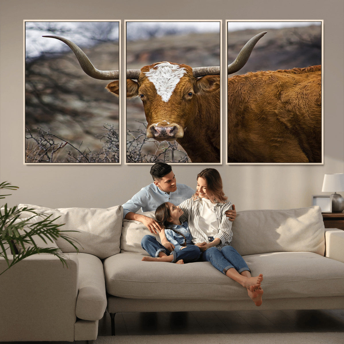 Texas Longhorn Canvas Wall Art - Longhorn Steer Canvas Wall