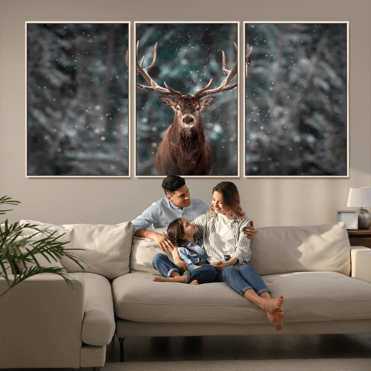 Wall Art Deer Art Animal Canvas, Framed Wall Art Deer Canvas