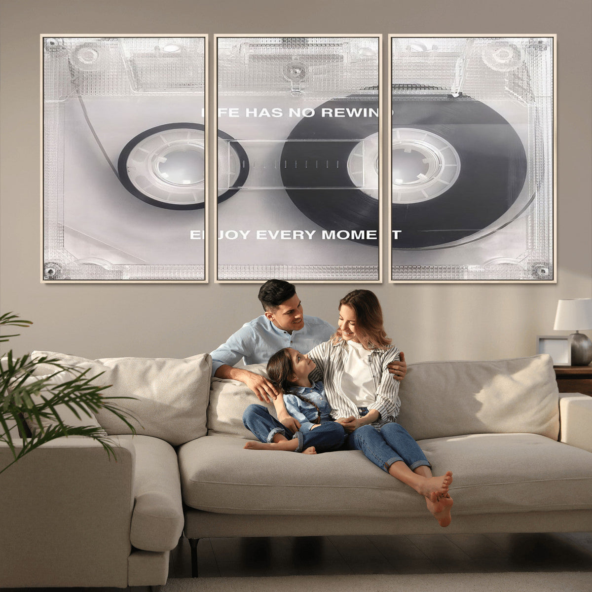 Vintage Cassette Tape Canvas Wall Art - Inspirational 'Life
