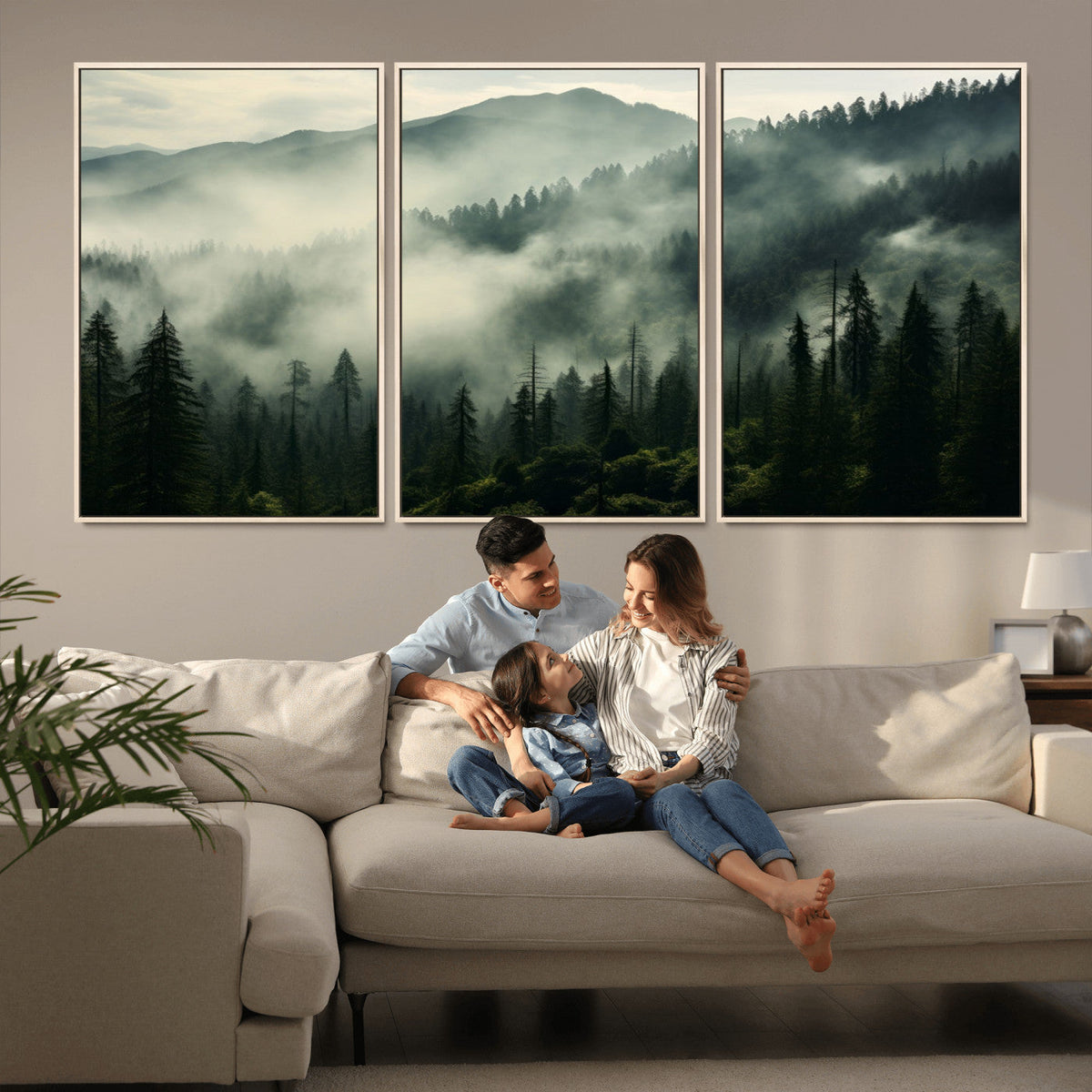 Captivating Misty Forest Wall Art Premium Canvas Print a