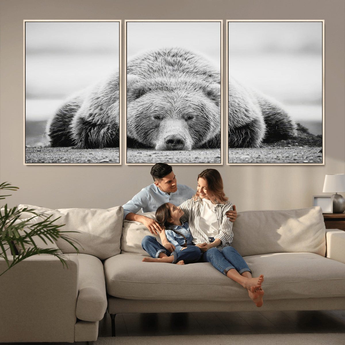 Resting Grizzly Bear Wall Art Canvas Print – Majestic Lazy