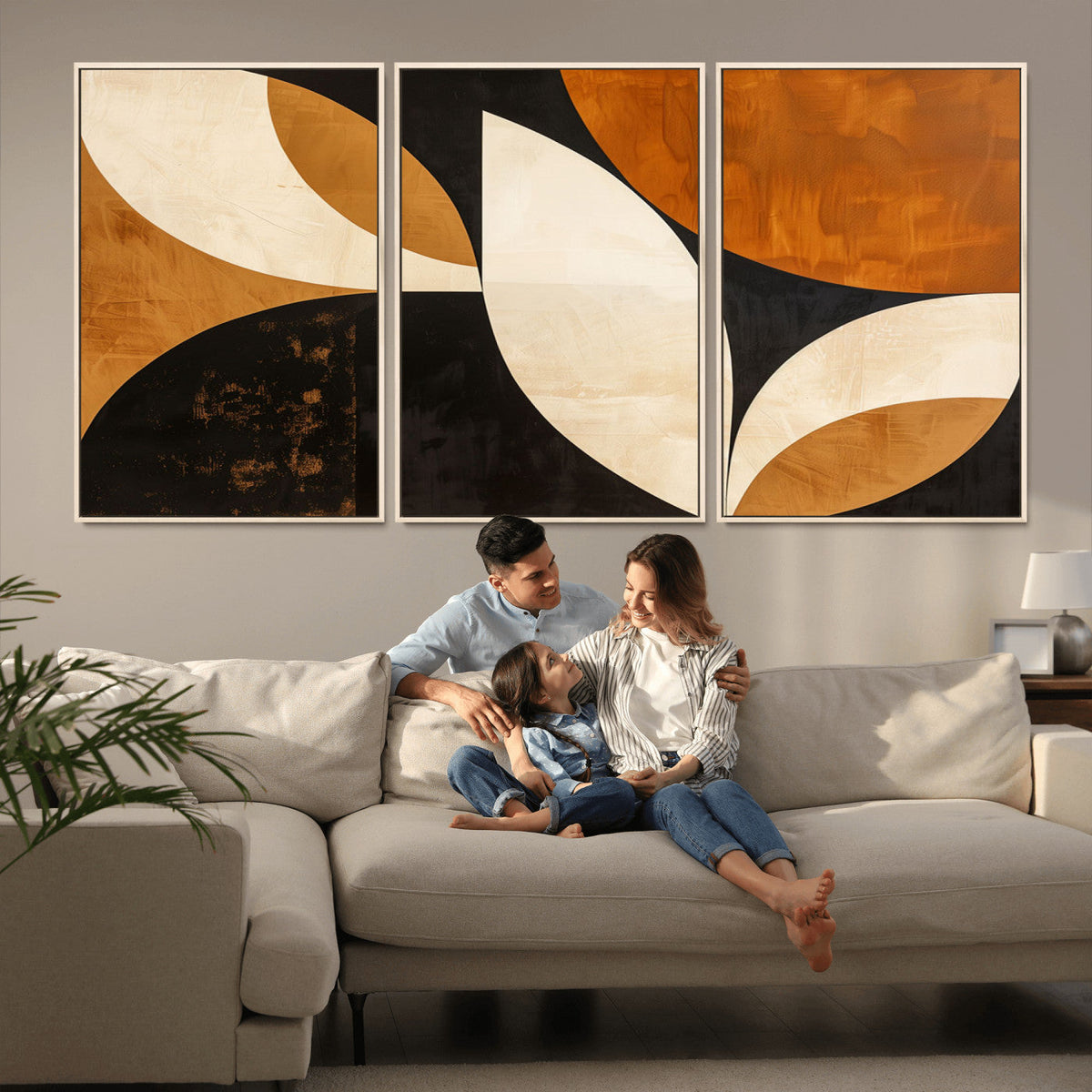 Geometric Abstract Wall Art Canvas Print, Mid Century Modern